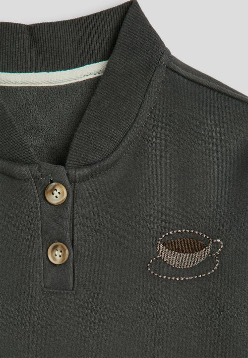 Pop Candy - Rib-knit collar sweatshirt  - gunmetal grey