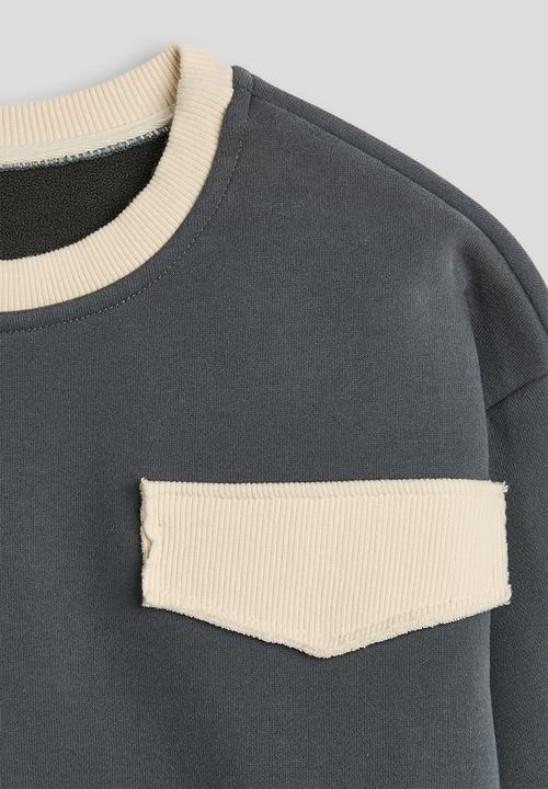 Pop Candy - Ribbed pocket sweatshirt - dark grey/parchment white