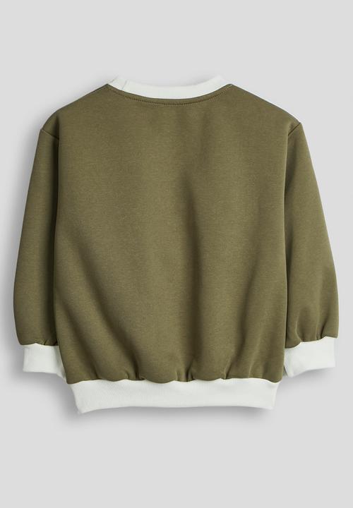 Pop Candy - Dog embroidered sweatshirt - khaki green/white