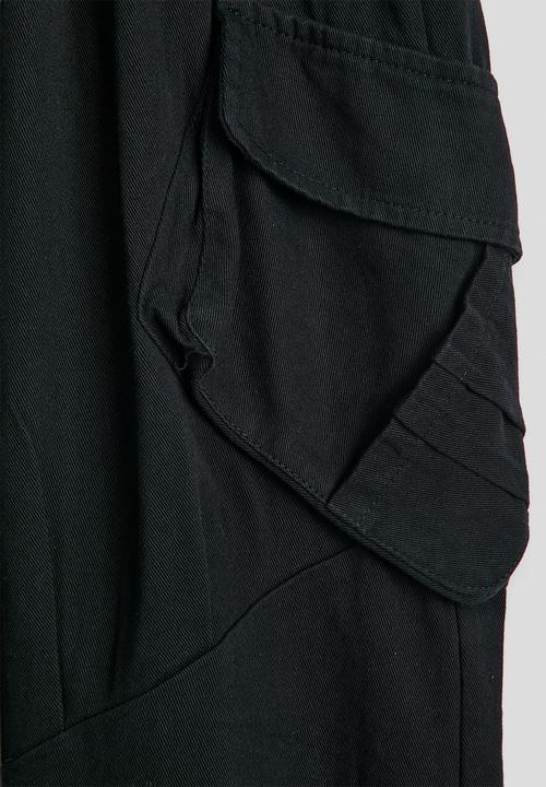 Pop Candy - Drawstring cuff cargo pants - black