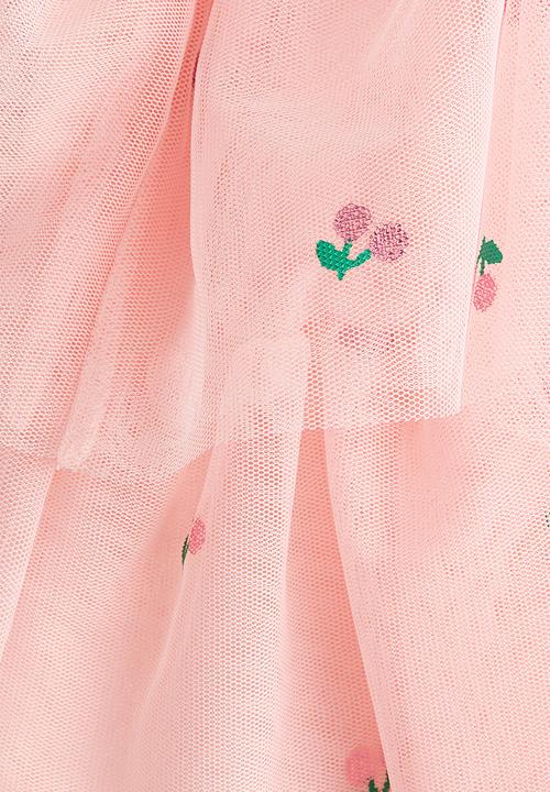H&M - Tiered tulle skirt - light pink/cherries