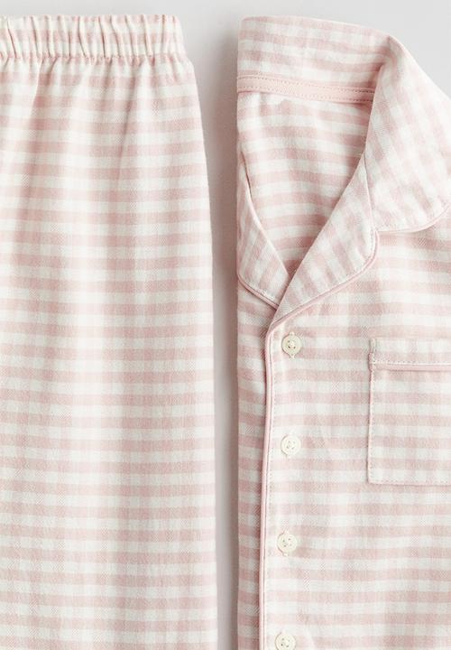 H&M - Cotton flannel pyjamas - light pink/gingham check