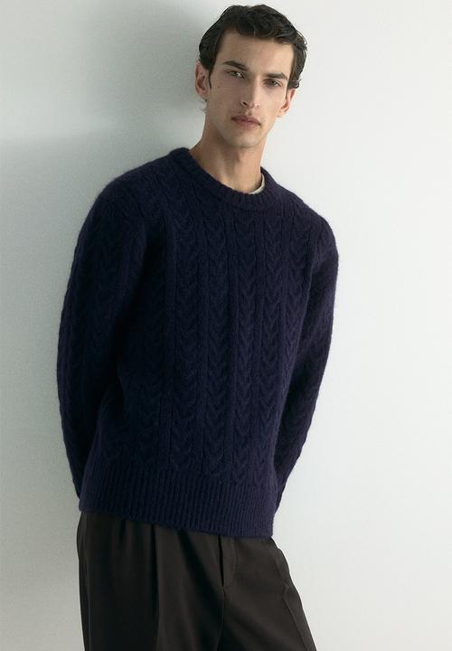 H&M - Regular fit cable knit jumper - dark blue