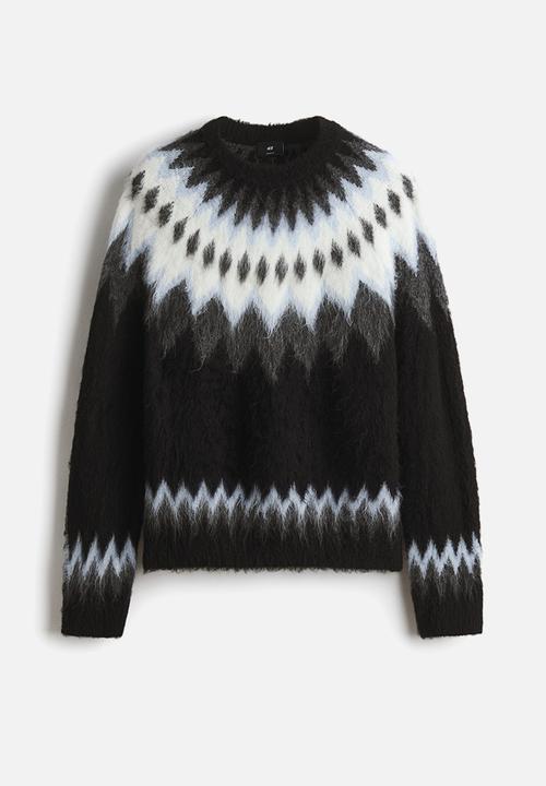 H&M - Loose fit jacquard-knit jumper - black/patterned