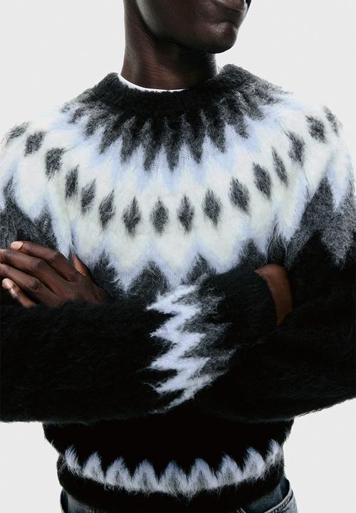 H&M - Loose fit jacquard-knit jumper - black/patterned