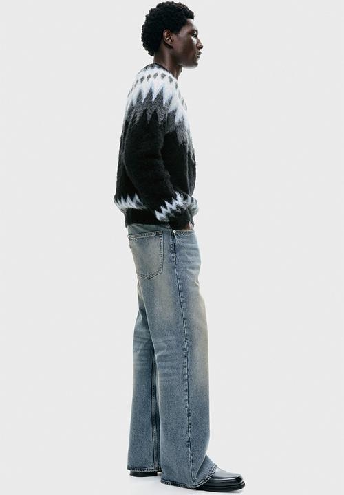 H&M - Loose fit jacquard-knit jumper - black/patterned