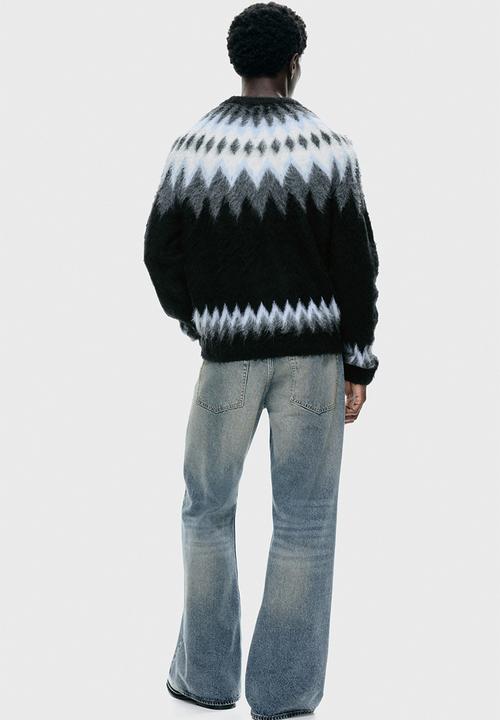 H&M - Loose fit jacquard-knit jumper - black/patterned