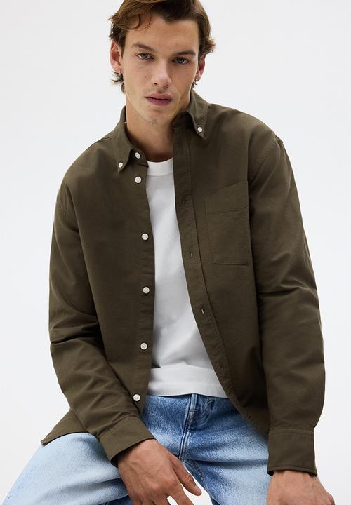 H&M - Regular fit oxford shirt - dark khaki green