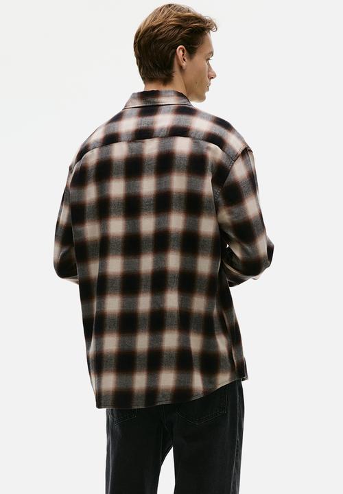 H&M - Relaxed fit flannel shirt - dark brown/checked