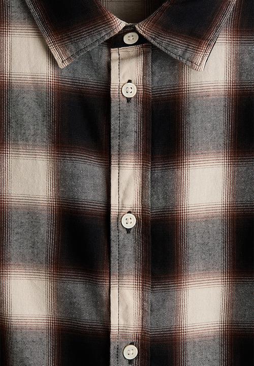 H&M - Relaxed fit flannel shirt - dark brown/checked