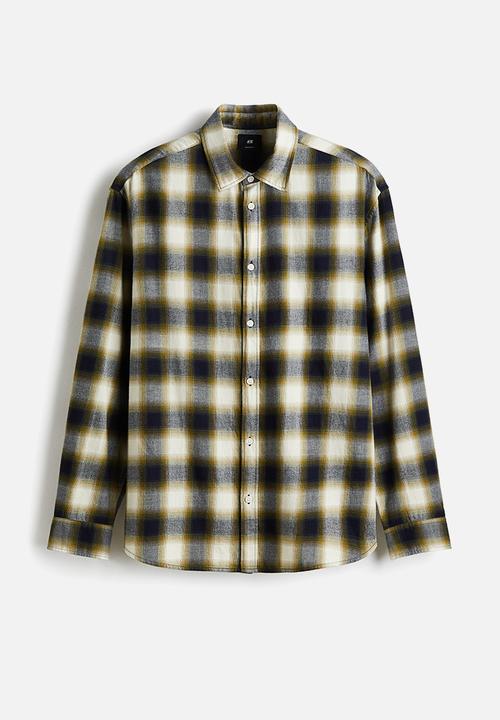 H&M - Relaxed fit flannel shirt - dark green/checked