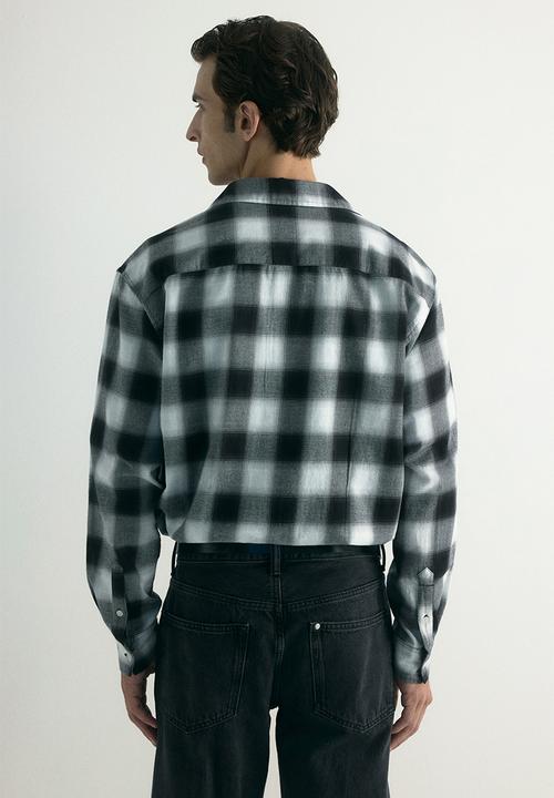 H&M - Relaxed fit flannel shirt - black/grey checked