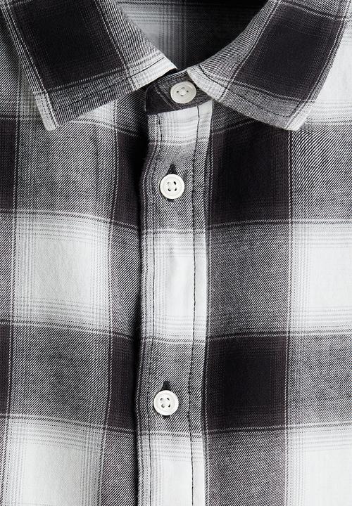 H&M - Relaxed fit flannel shirt - black/grey checked
