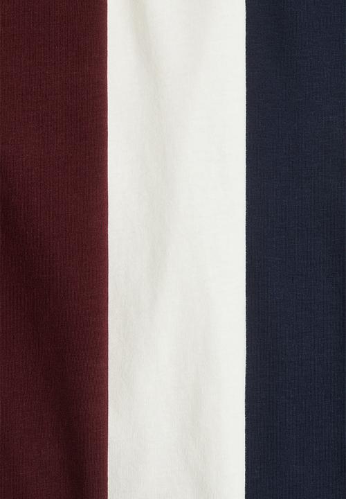 H&M - 3-Pack long-sleeved T-shirts - dark red/white/navy blue