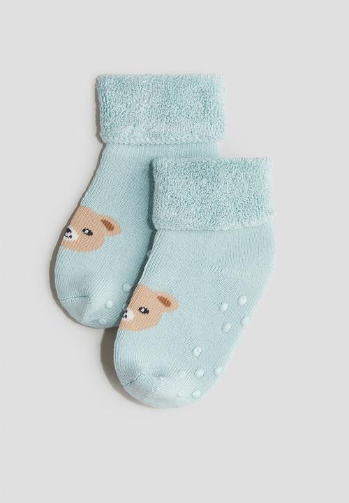 H&M - 3-pack terry socks - turquoise/animals