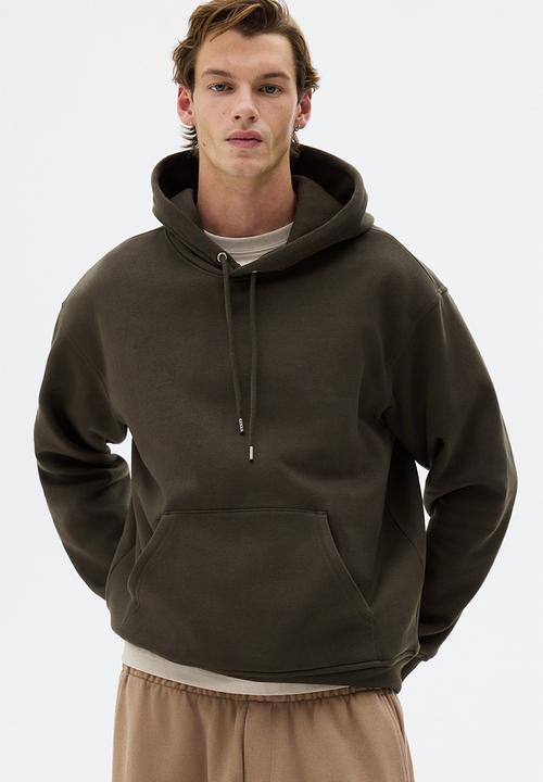 Loose fit hoodie - dark khaki green - 0970819124