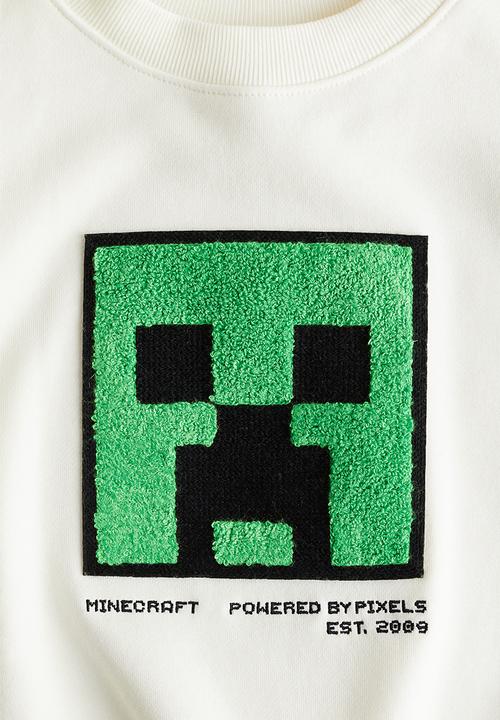 H&M - Oversized printed sweatshirt - white/minecraft