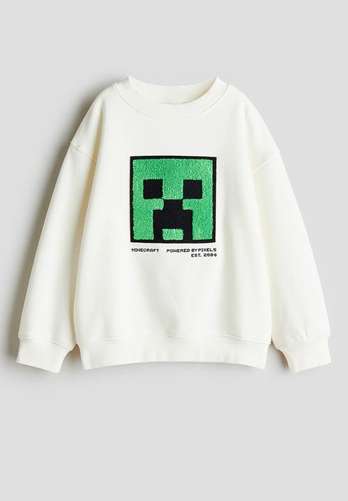 H&M - Oversized printed sweatshirt - white/minecraft