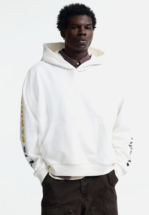 H&M - Oversized fit printed hoodie - cream/all is fading