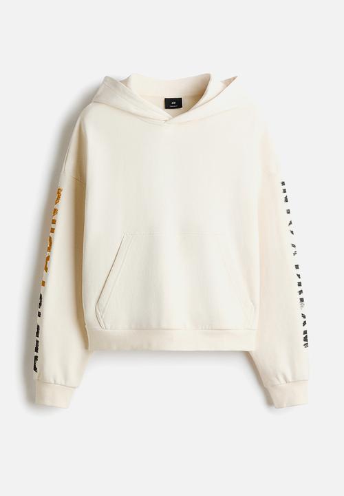 H&M - Oversized fit printed hoodie - cream/all is fading