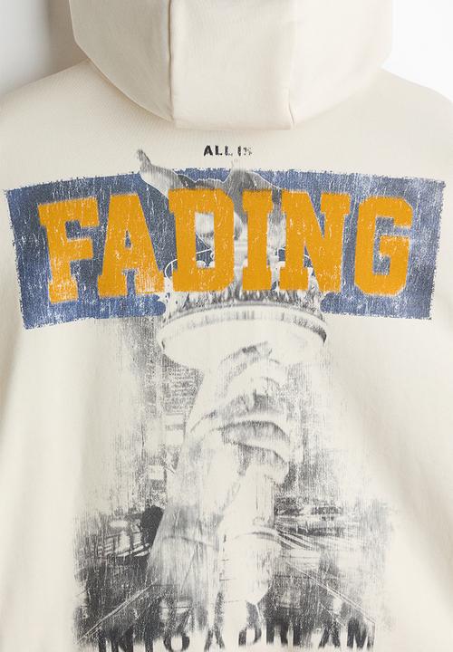 H&M - Oversized fit printed hoodie - cream/all is fading