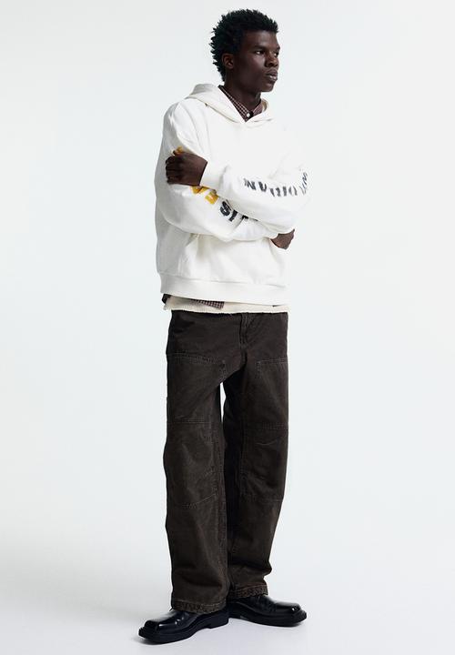 H&M - Oversized fit printed hoodie - cream/all is fading