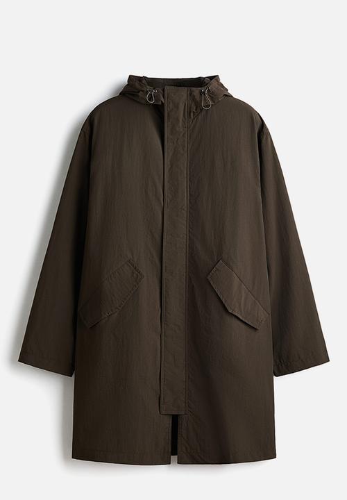 H&M - Hooded nylon parka - dark khaki green