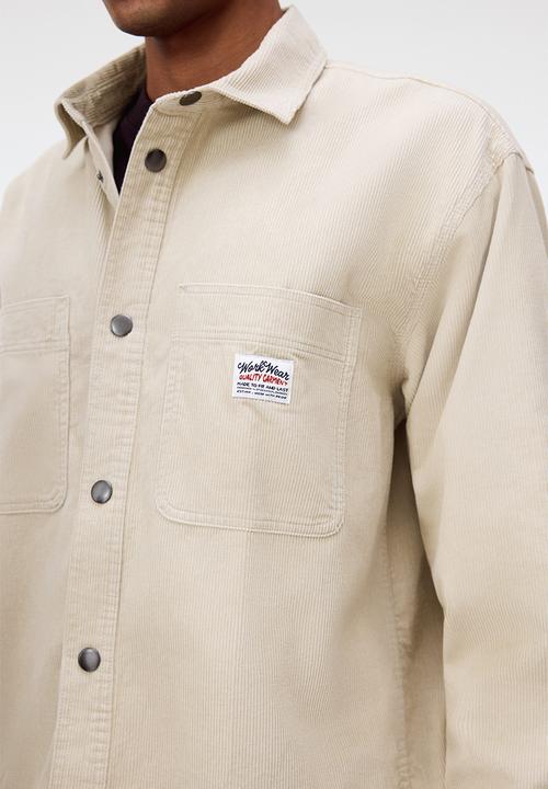 H&M - Oversized cotton corduroy shirt - light beige