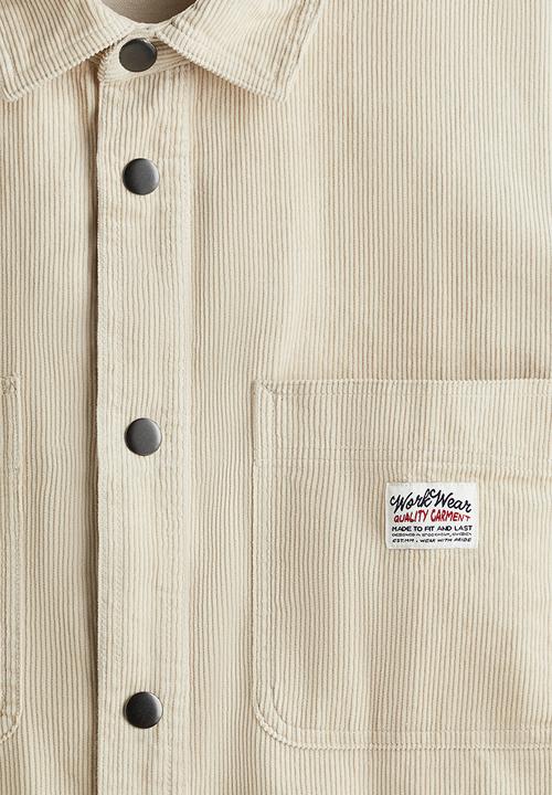 H&M - Oversized cotton corduroy shirt - light beige