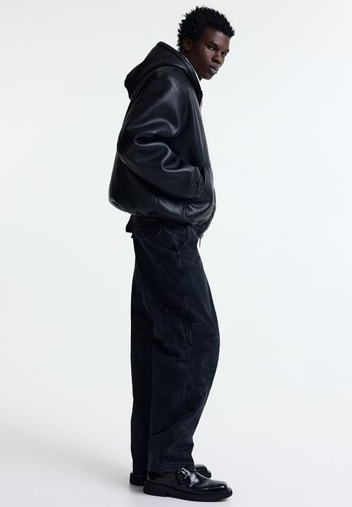 H&M - Loose fit carpenter trousers - washed black