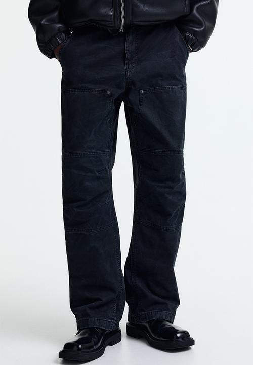 H&M - Loose fit carpenter trousers - washed black