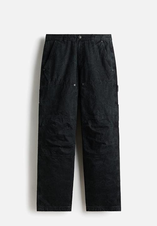 H&M - Loose fit carpenter trousers - washed black