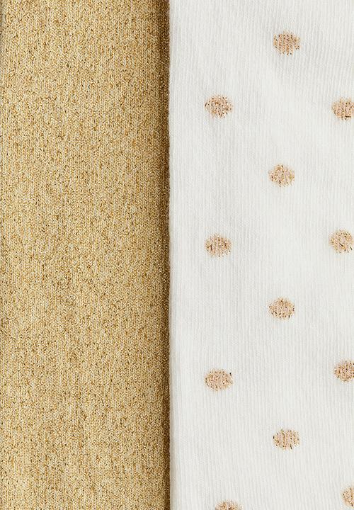 H&M - 2-Pack fine-knit tights - gold-coloured/glittery