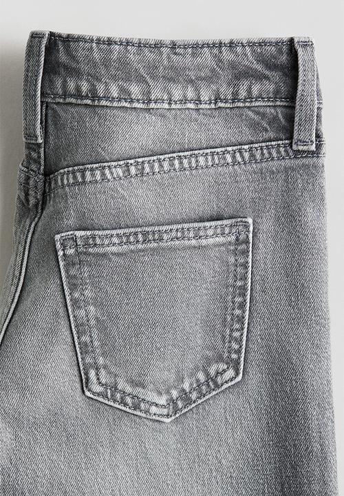 H&M - Relaxed wide leg jeans - light grey/rhinestones