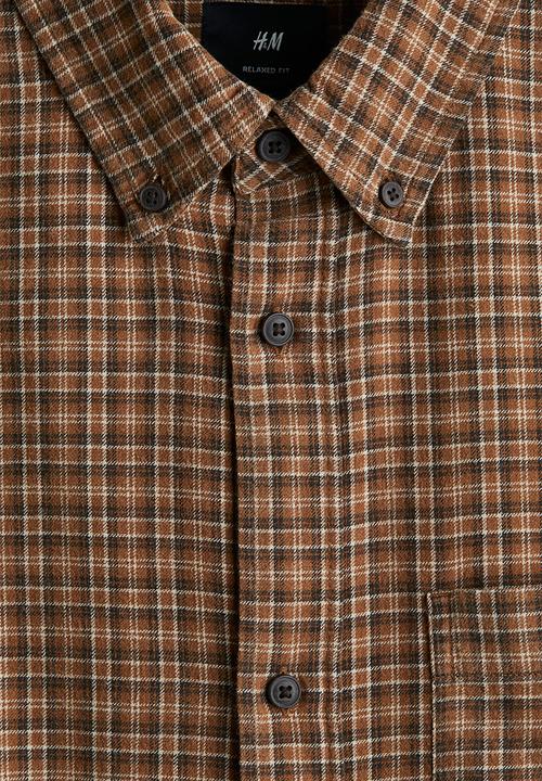 H&M - Loose fit shirt - brown/checked