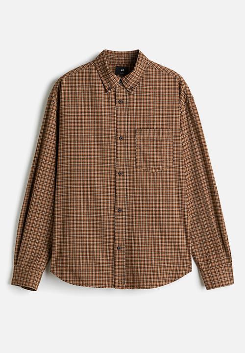 H&M - Loose fit shirt - brown/checked