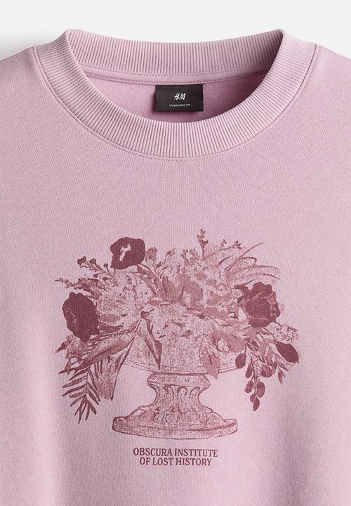 H&M - Loose fit printed sweatshirt - dusty pink/obscura institute