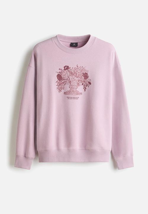 H&M - Loose fit printed sweatshirt - dusty pink/obscura institute