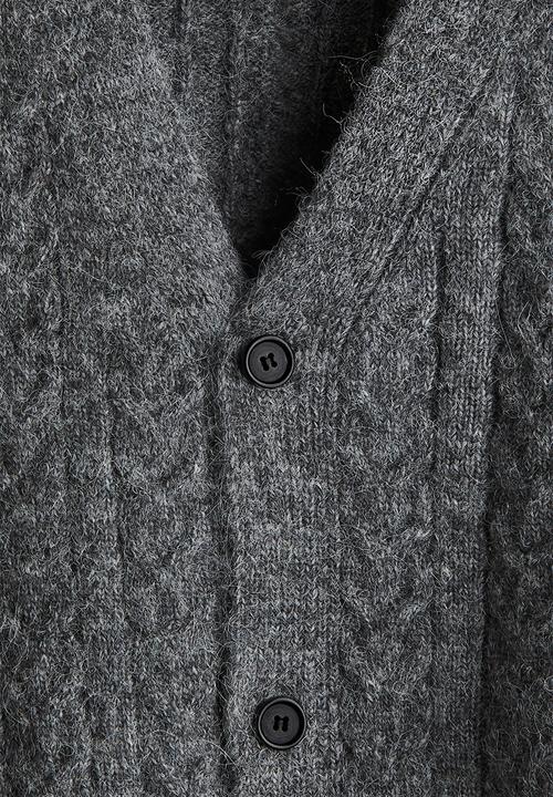 H&M - Loose fit wool-blend cardigan - dark grey marl