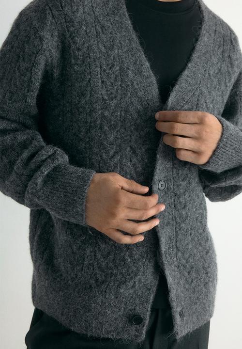 H&M - Loose fit wool-blend cardigan - dark grey marl