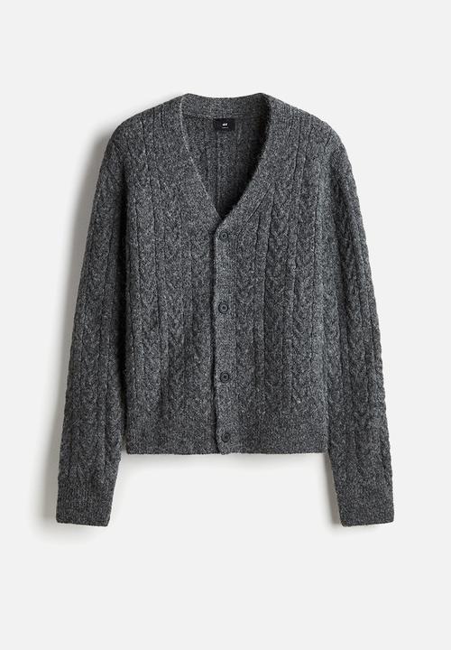H&M - Loose fit wool-blend cardigan - dark grey marl
