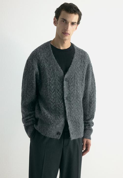 H&M - Loose fit wool-blend cardigan - dark grey marl