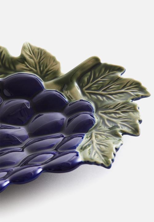 H&M - Figurative stoneware serving plate - navy blue/grapes