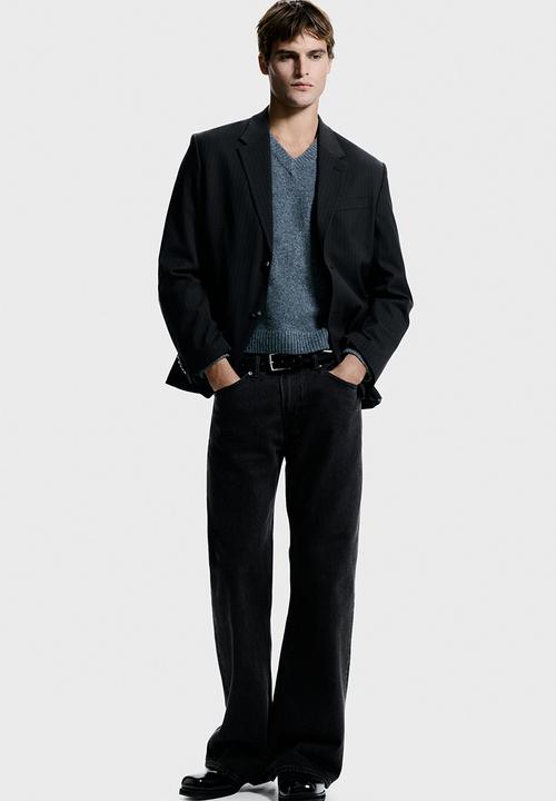 H&M - Relaxed fit jacket - black/pinstriped