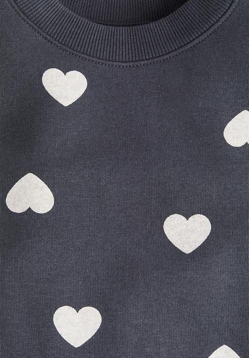 H&M - Oversized brushed-inside sweatshirt - dark grey/hearts