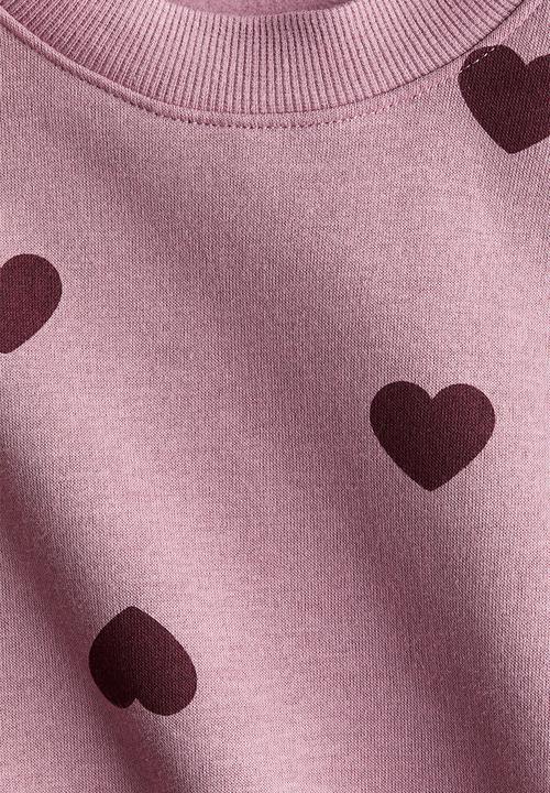 H&M - Oversized brushed-inside sweatshirt - purple/hearts