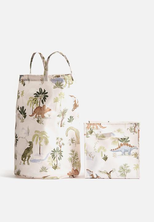 H&M - Printed storage basket - white/dinosaurs