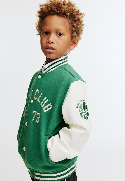 H&M - Motif-detail baseball jacket - green/n.y.c club