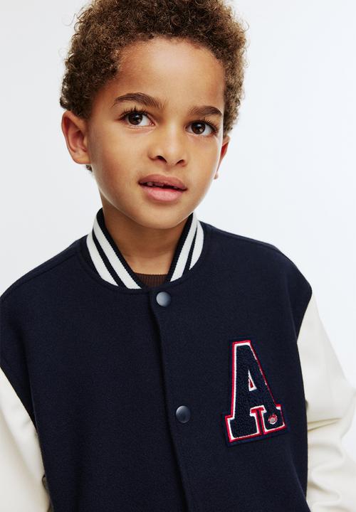 H&M - Motif-detail baseball jacket - navy blue/new york city