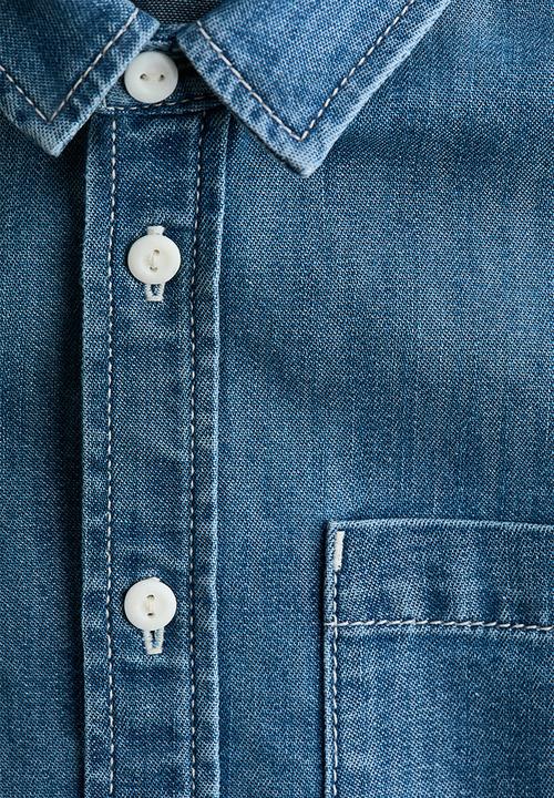 H&M - Loose-fit denim shirt - denim blue